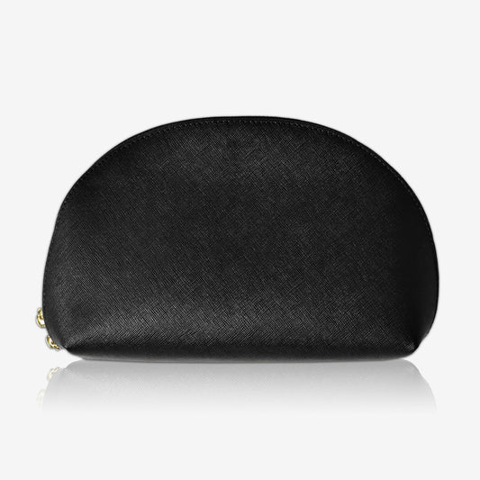 Personalised Leather Round Cosmetic Case - Black