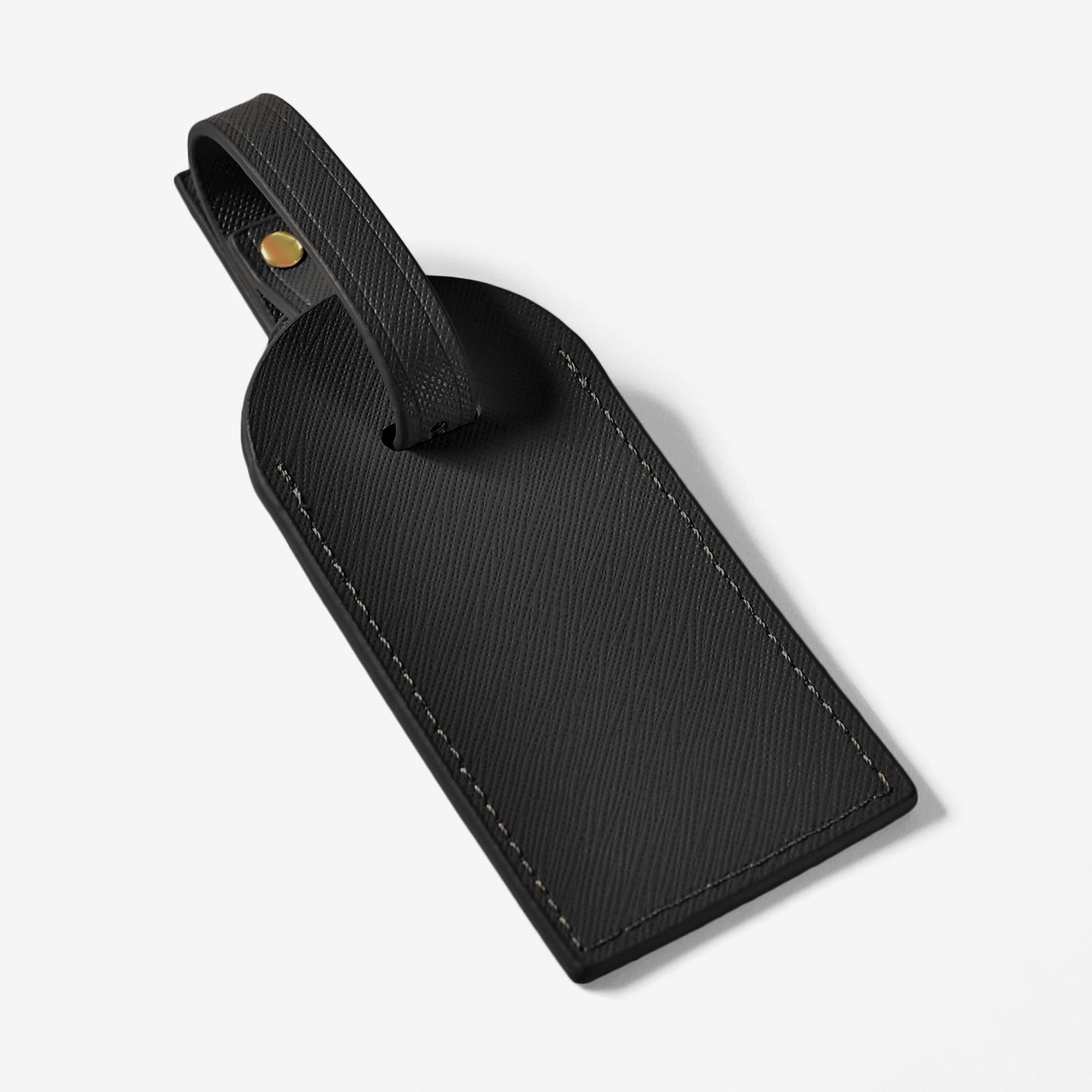 Personalised Leather Luggage Tag Black Embossed.